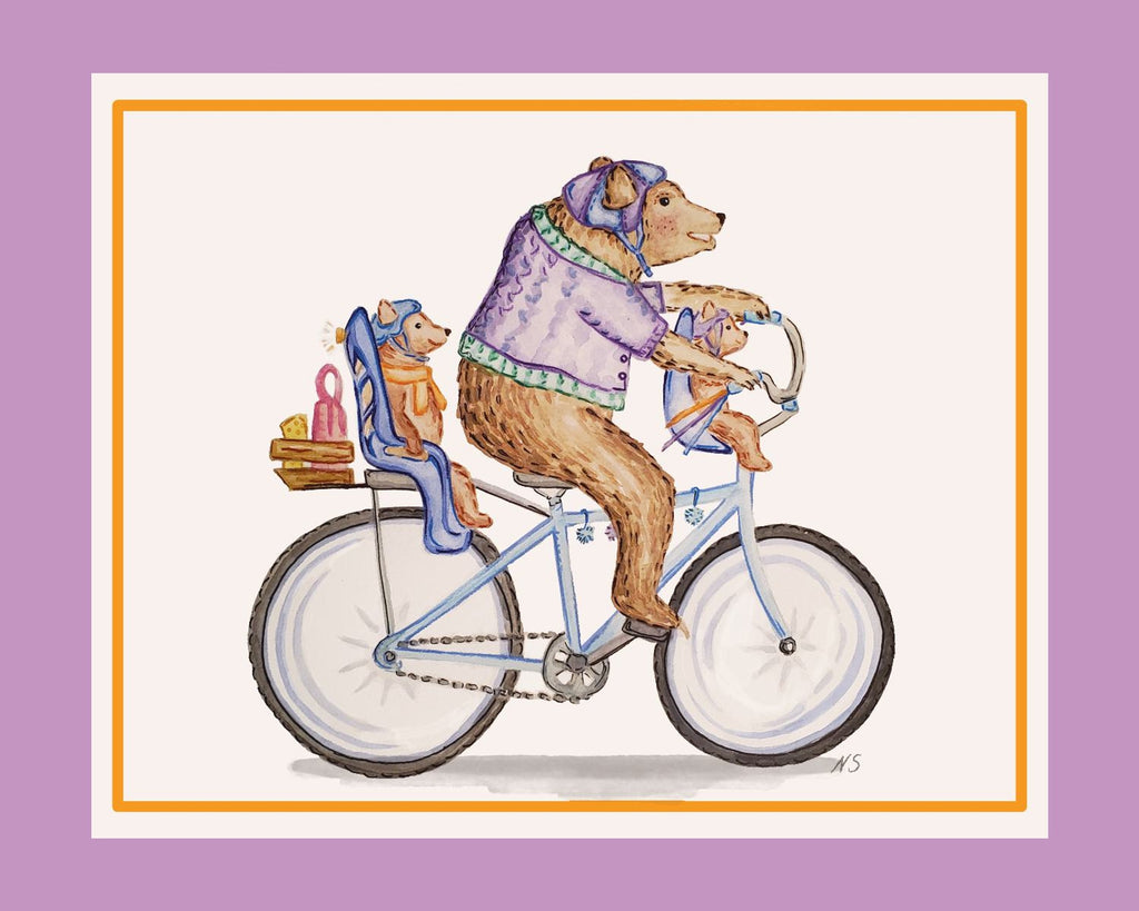 Moma Bear and Cubs Riding