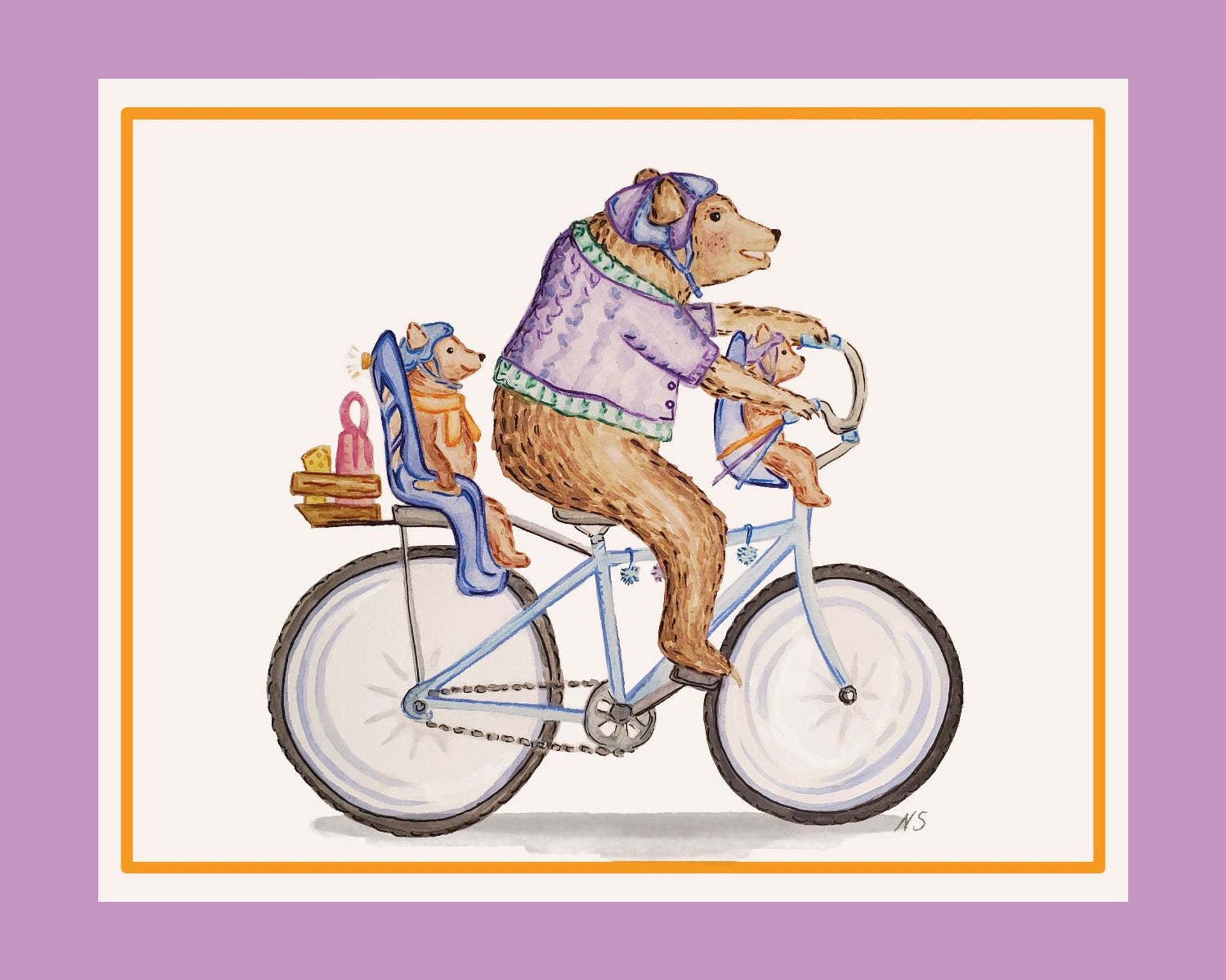 Moma Bear and Cubs Riding