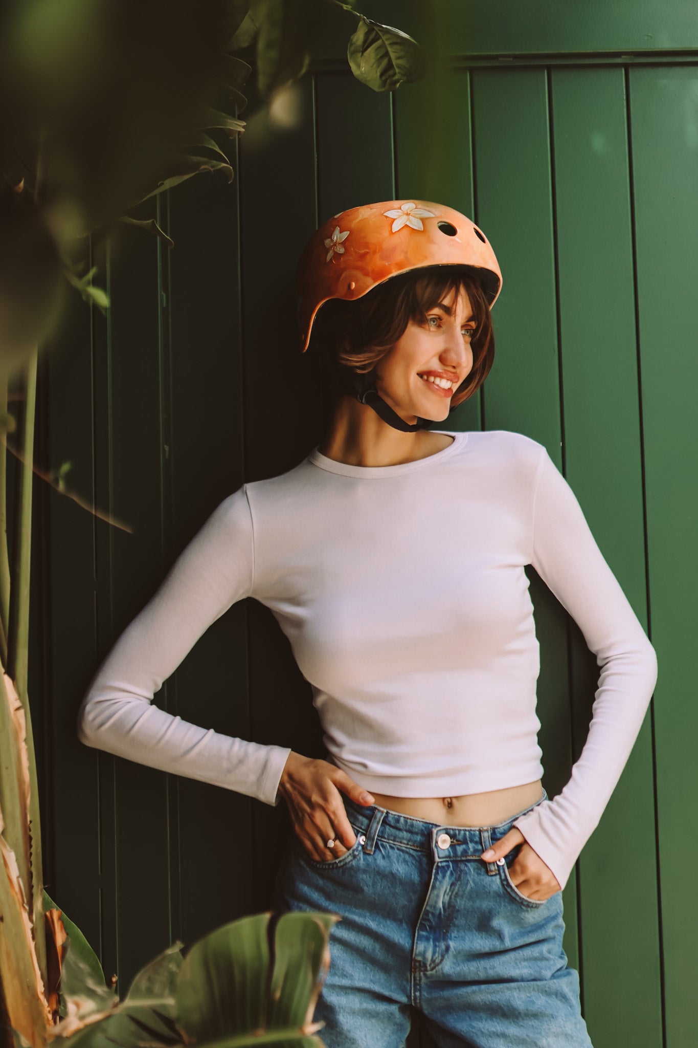 Frangipani Floral - Hand-painted Helmet
