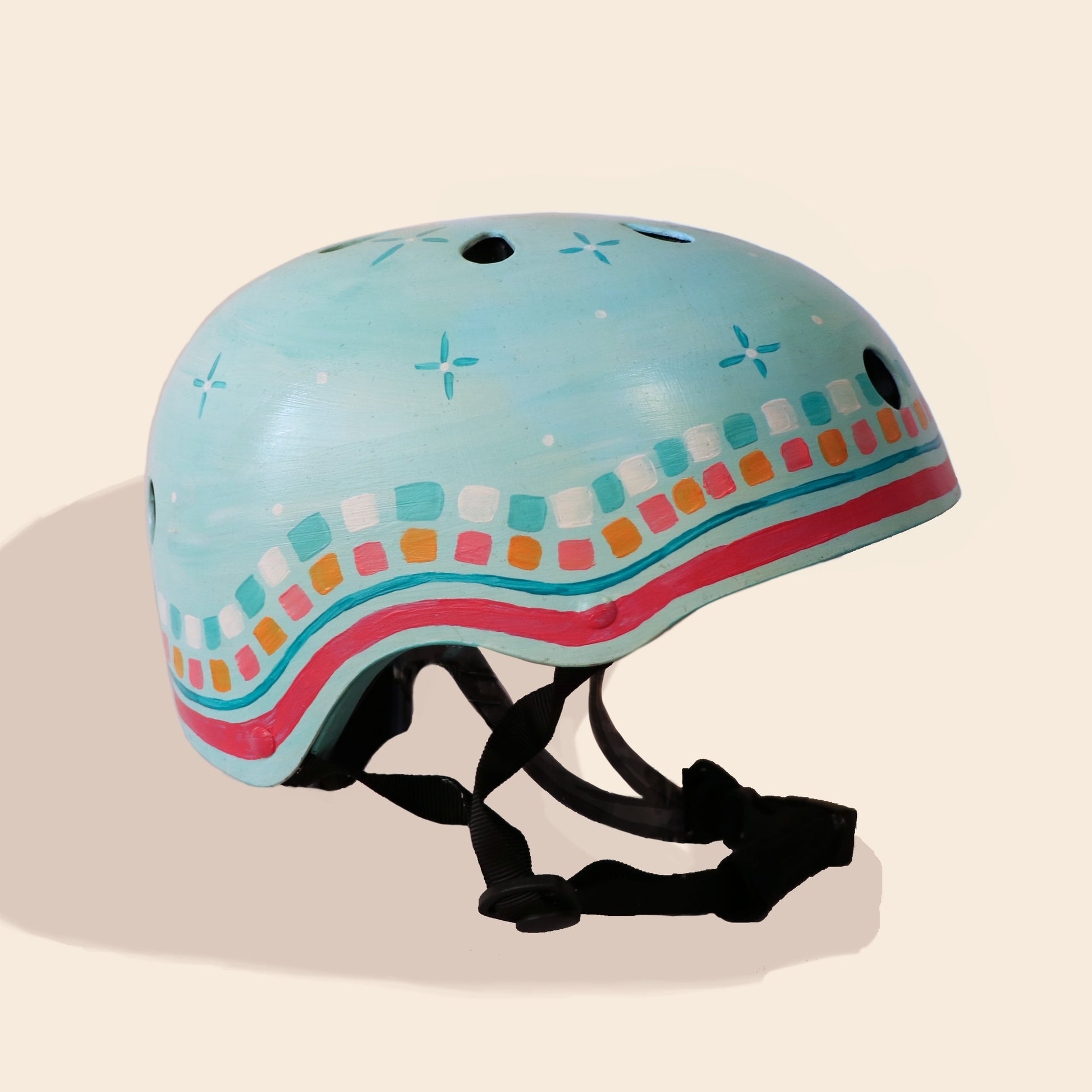 Turquoise Mosaic Trim- Hand-painted Helmet