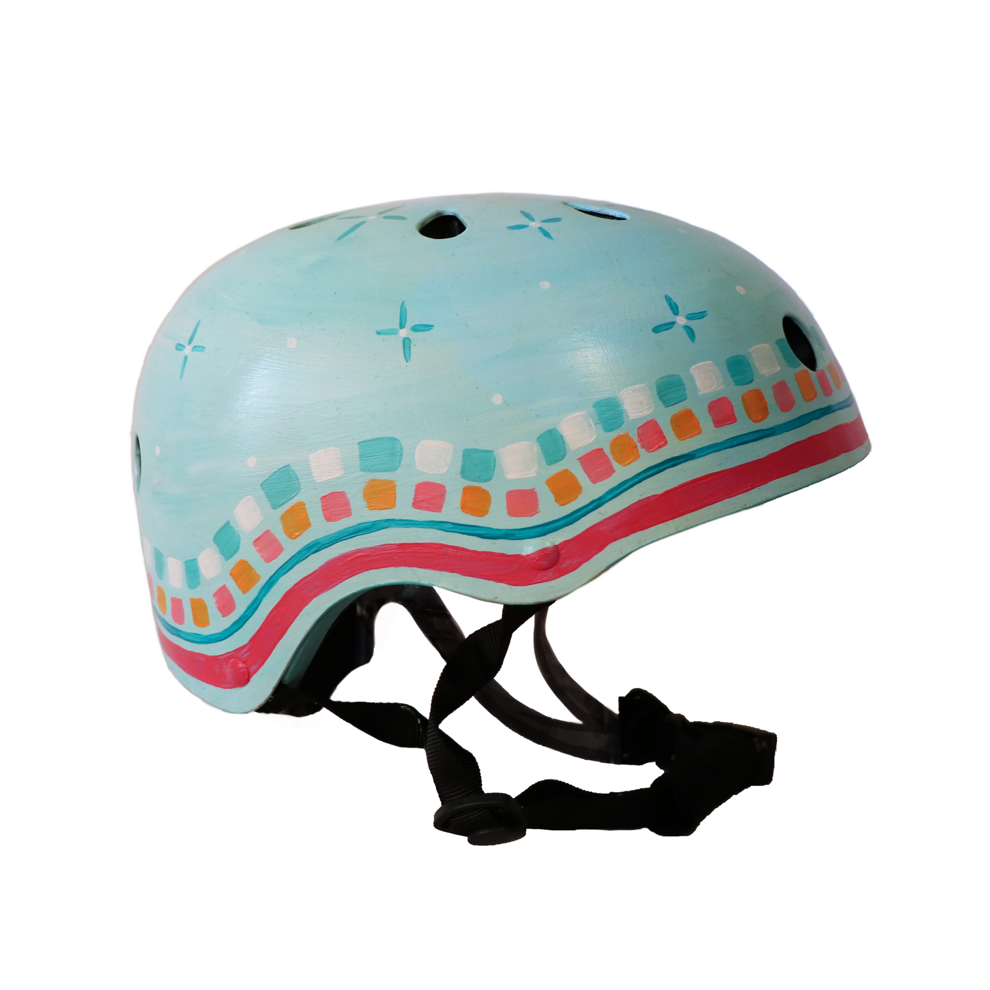 Turquoise Mosaic Trim- Hand-painted Helmet