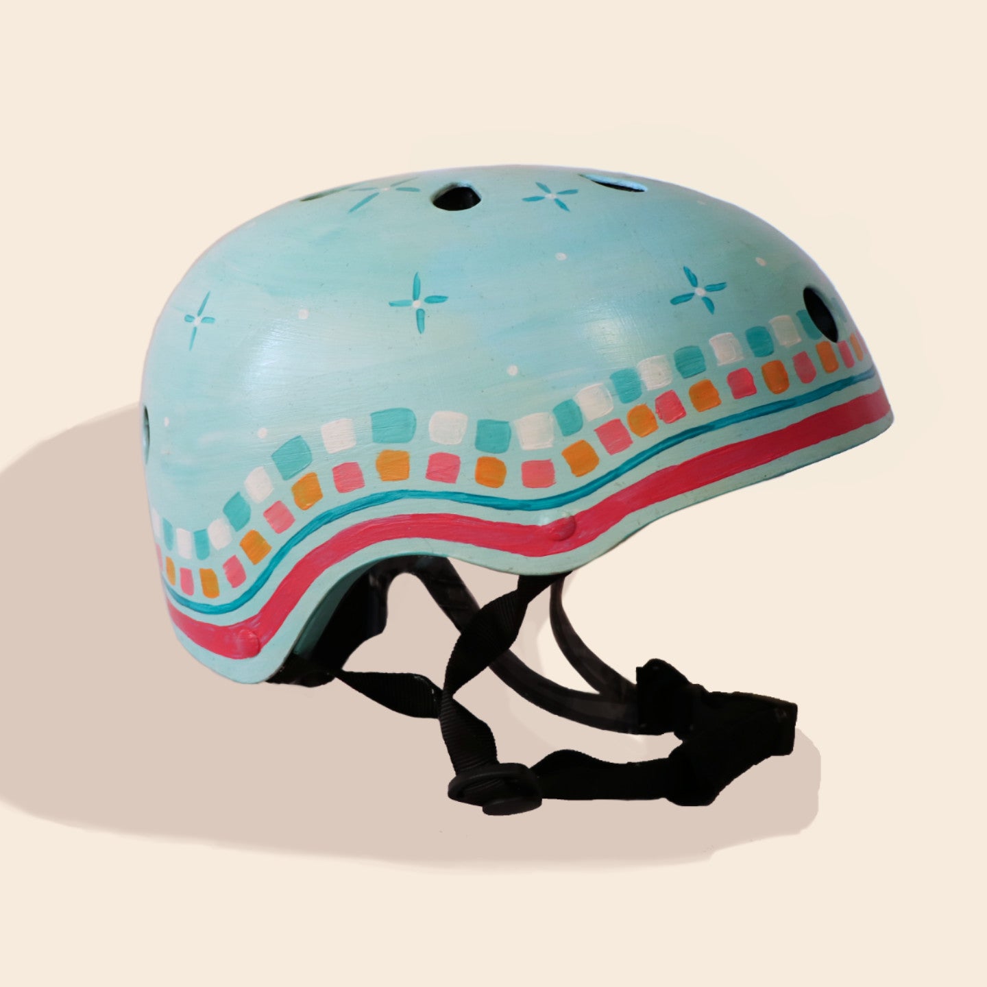 Blue Mosaic Trim - Hand-painted Helmet