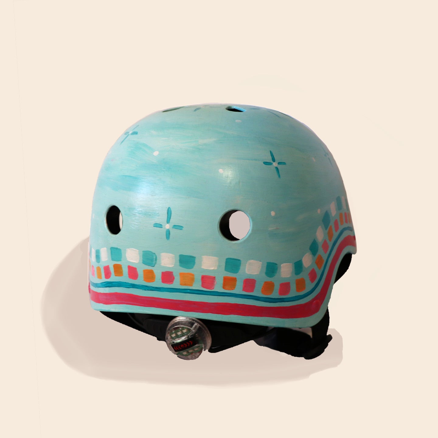 Turquoise Mosaic Trim- Hand-painted Helmet