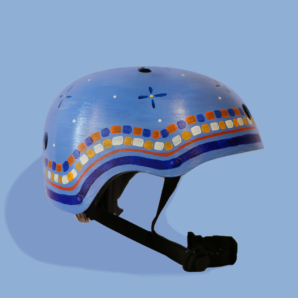 Blue Mosaic Trim - Hand-painted Helmet