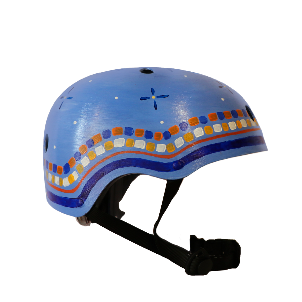 Blue Mosaic Trim - Hand-painted Helmet