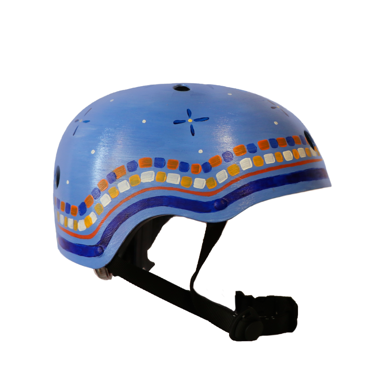 Blue Mosaic Trim - Hand-painted Helmet