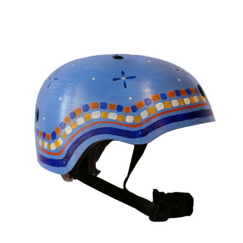 Blue Mosaic Trim - Hand-painted Helmet