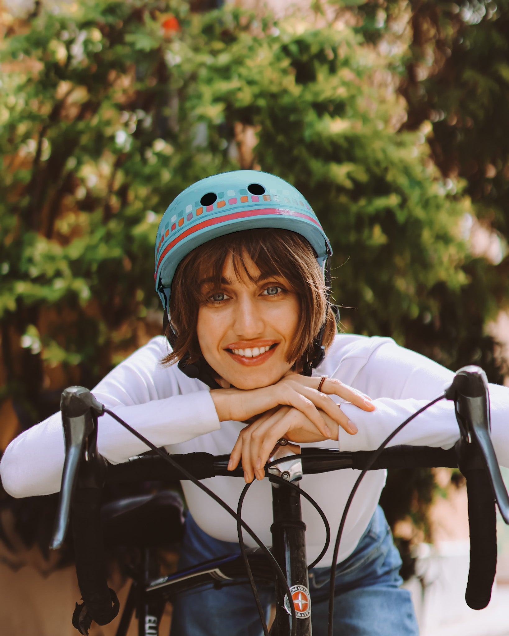 Turquoise Mosaic Trim- Hand-painted Helmet